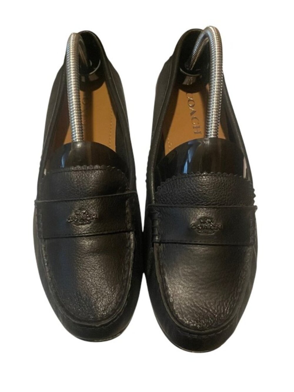 Coach Odette Black Pebbled Slip-On Leather Loafers